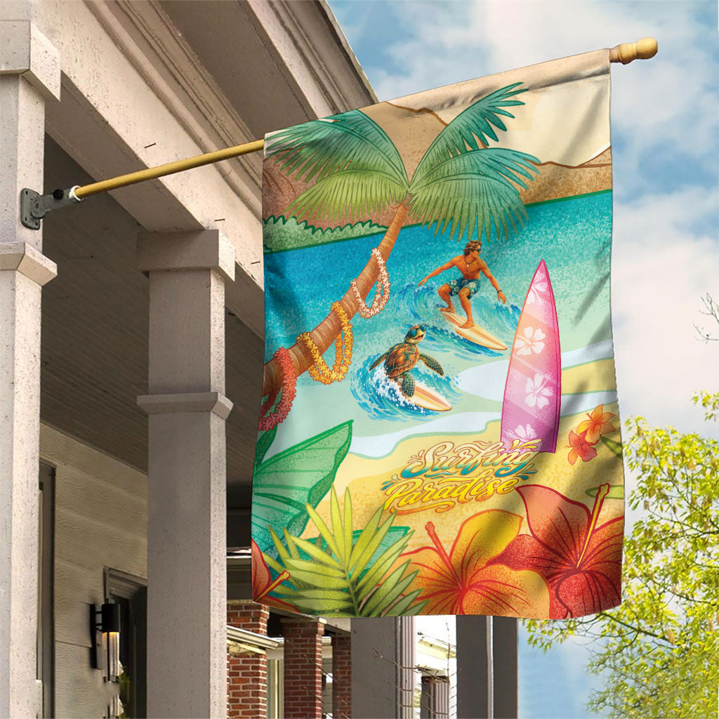 Surfing Paradise Hawaii Garden Flag Tropical Flowers Beachy Vibes