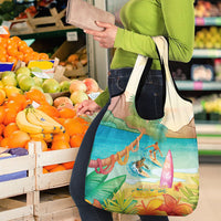 Surfing Paradise Hawaii Grocery Bag Tropical Flowers Beachy Vibes LT14 - Polynesian Pride