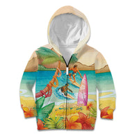 Surfing Paradise Hawaii Kid Hoodie Tropical Flowers Beachy Vibes LT14 Zip Hoodie Multicolor - Polynesian Pride