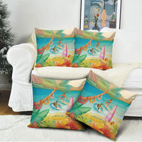 Surfing Paradise Hawaii Pillow Cover Tropical Flowers Beachy Vibes LT14 - Polynesian Pride