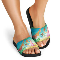 Surfing Paradise Hawaii Slide Sandals Tropical Flowers Beachy Vibes LT14 - Polynesian Pride