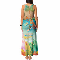 Surfing Paradise Hawaii Tank Maxi Dress Tropical Flowers Beachy Vibes LT14 - Polynesian Pride
