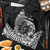 Hawaii Surfing Personalized Apron Born To Surf Tiki Hawaiian Pattern LT14 Black - Polynesian Pride
