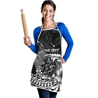Hawaii Surfing Personalized Apron Born To Surf Tiki Hawaiian Pattern LT14 - Polynesian Pride