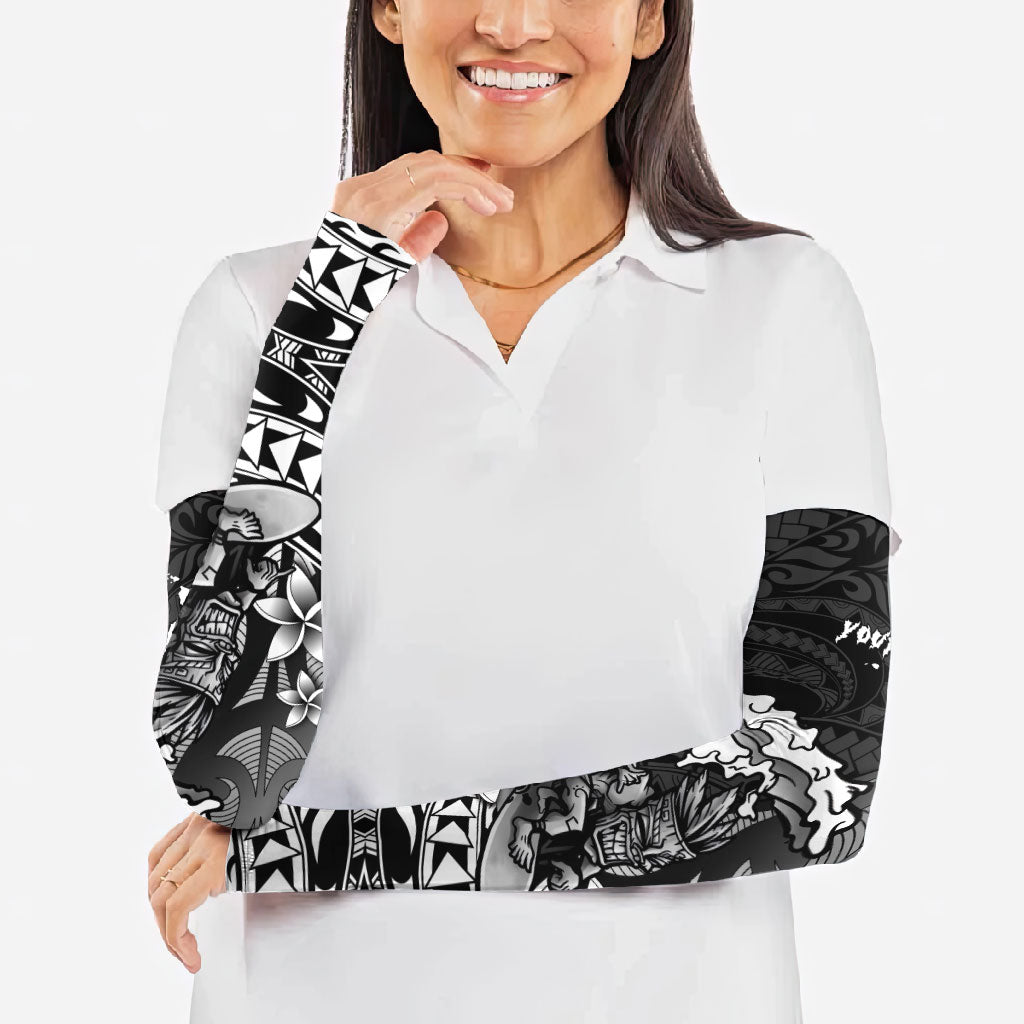 Hawaii Surfing Personalized Arm Sleeves Born To Surf Tiki Hawaiian Pattern LT14 - Polynesian Pride