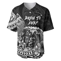 Hawaii Surfing Personalized Baseball Jersey Born To Surf Tiki Hawaiian Pattern LT14 Black - Polynesian Pride