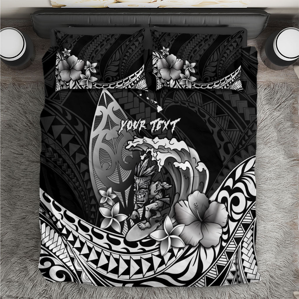 Hawaii Surfing Personalized Bedding Set Born To Surf Tiki Hawaiian Pattern LT14 Black - Polynesian Pride
