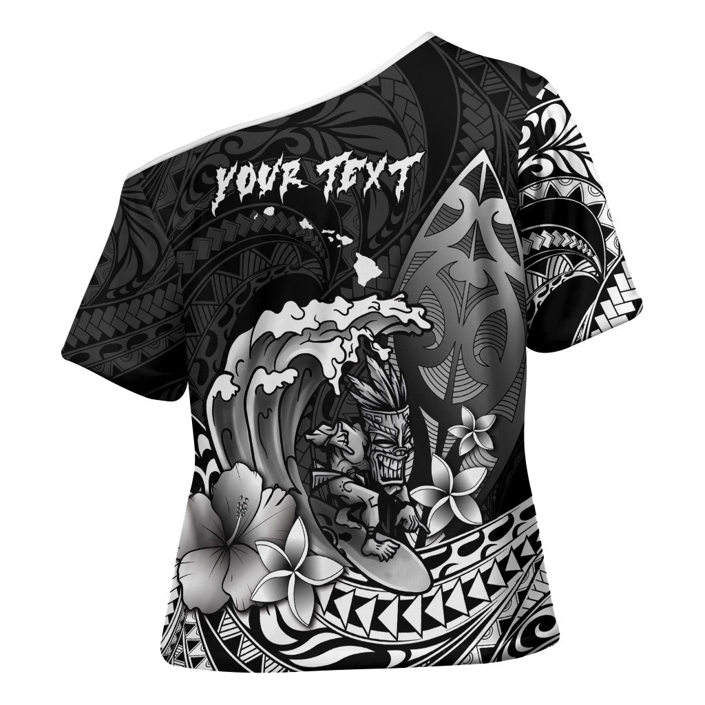 Hawaii Surfing Personalized Cross Shoulder Shirt Born To Surf Tiki Hawaiian Pattern LT14 - Polynesian Pride
