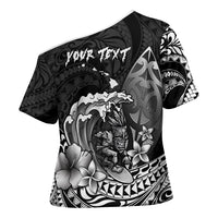Hawaii Surfing Personalized Cross Shoulder Shirt Born To Surf Tiki Hawaiian Pattern LT14 - Polynesian Pride