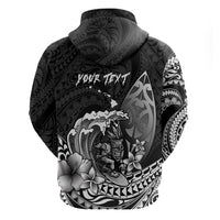 Hawaii Surfing Personalized Hoodie Born To Surf Tiki Hawaiian Pattern LT14 - Polynesian Pride