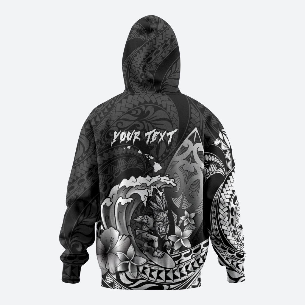 Hawaii Surfing Personalized Hoodie Born To Surf Tiki Hawaiian Pattern LT14 - Polynesian Pride