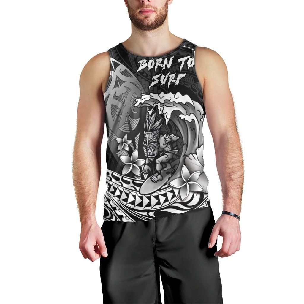 Hawaii Surfing Personalized Men Tank Top Born To Surf Tiki Hawaiian Pattern