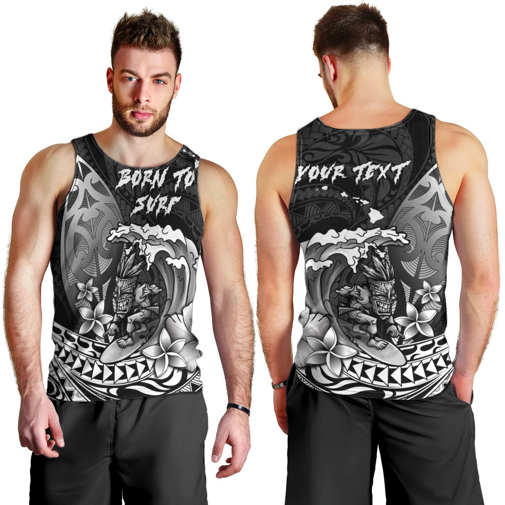 Hawaii Surfing Personalized Men Tank Top Born To Surf Tiki Hawaiian Pattern