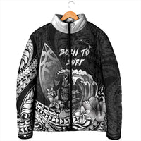 Hawaii Surfing Personalized Padded Jacket Born To Surf Tiki Hawaiian Pattern LT14 - Polynesian Pride