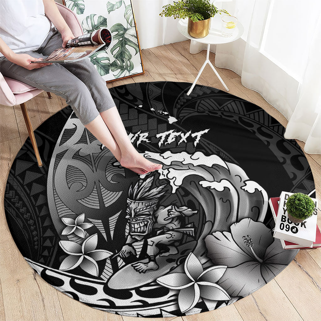 Hawaii Surfing Personalized Round Carpet Born To Surf Tiki Hawaiian Pattern LT14 - Polynesian Pride