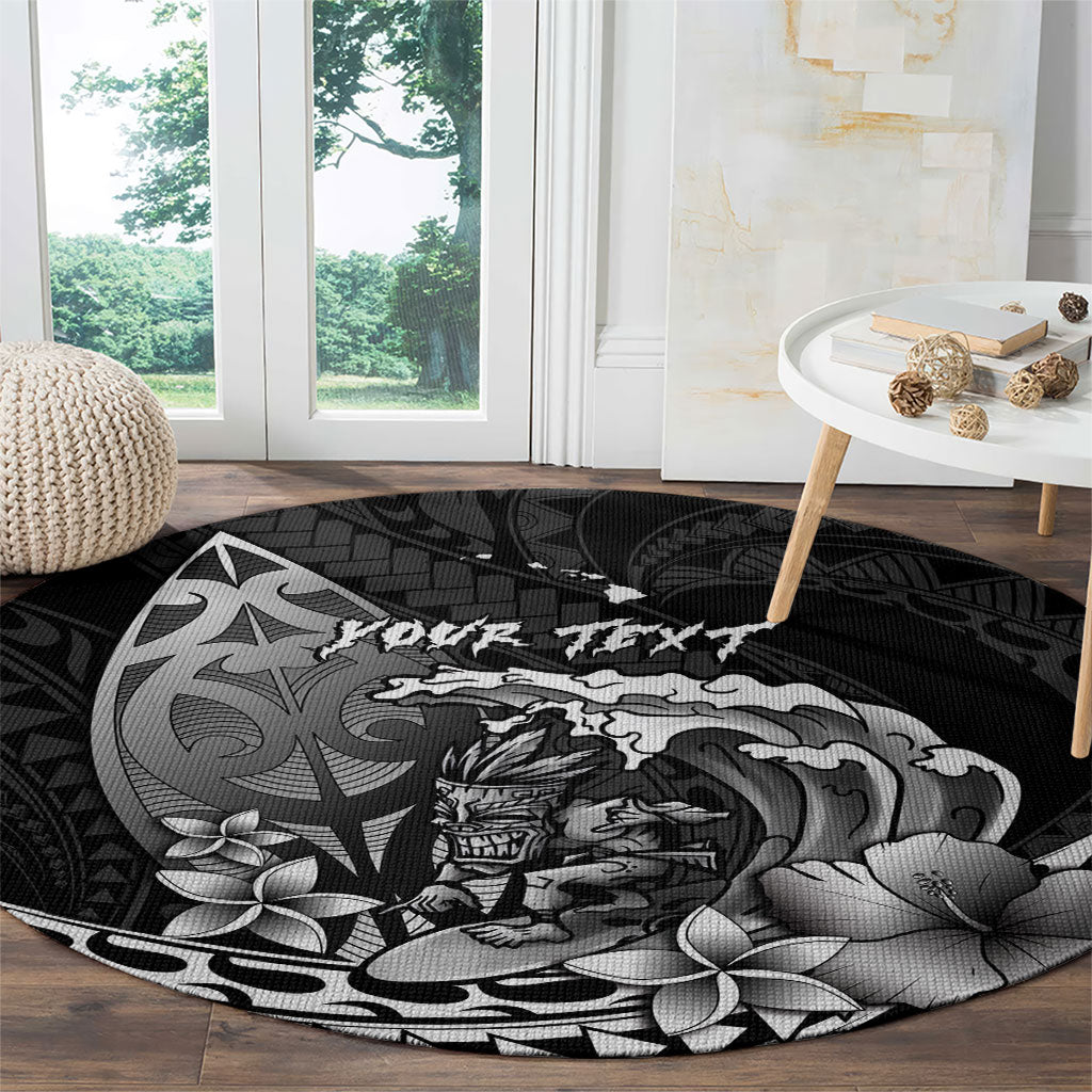 Hawaii Surfing Personalized Round Carpet Born To Surf Tiki Hawaiian Pattern LT14 - Polynesian Pride