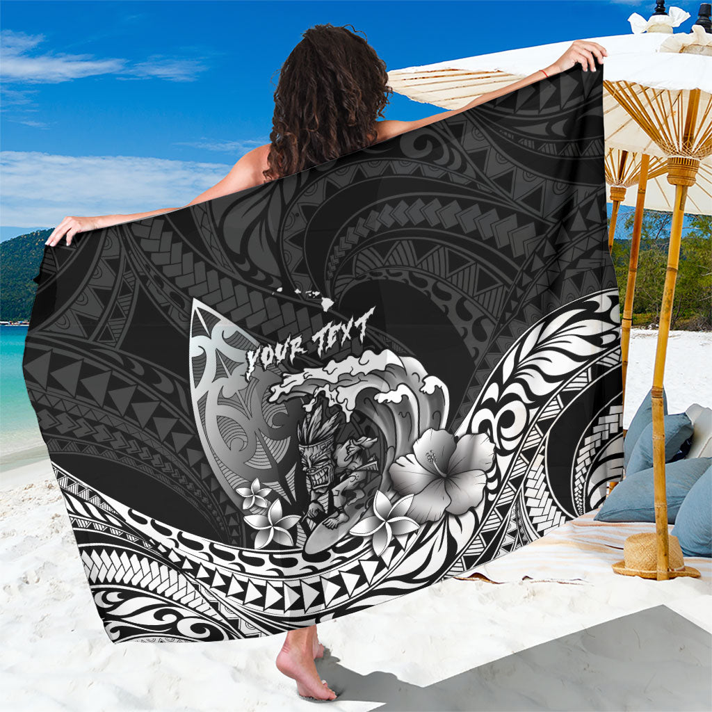 Hawaii Surfing Personalized Sarong Born To Surf Tiki Hawaiian Pattern LT14 One Size 44 x 66 inches Black - Polynesian Pride