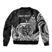 Hawaii Surfing Personalized Sleeve Zip Bomber Jacket Born To Surf Tiki Hawaiian Pattern LT14 - Polynesian Pride