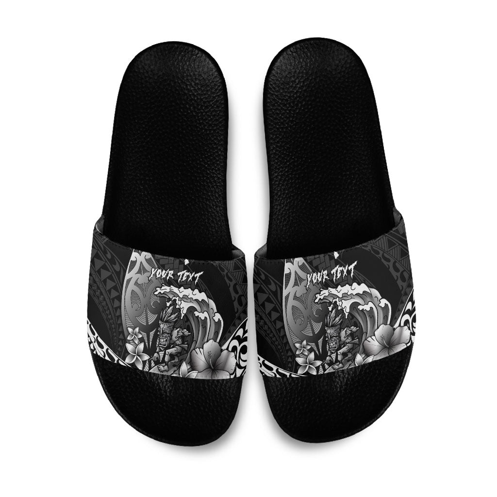 Hawaii Surfing Personalized Slide Sandals Born To Surf Tiki Hawaiian Pattern