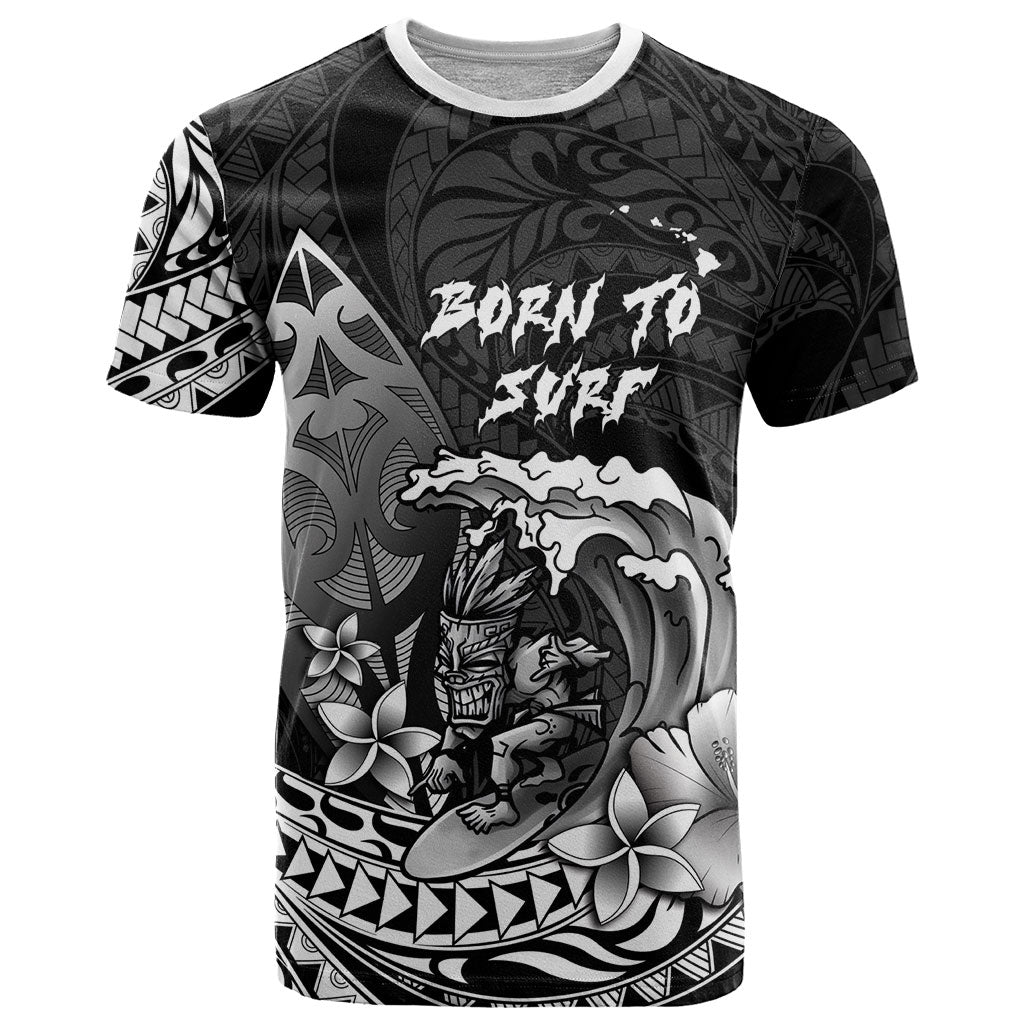 Hawaii Surfing Personalized T Shirt Born To Surf Tiki Hawaiian Pattern