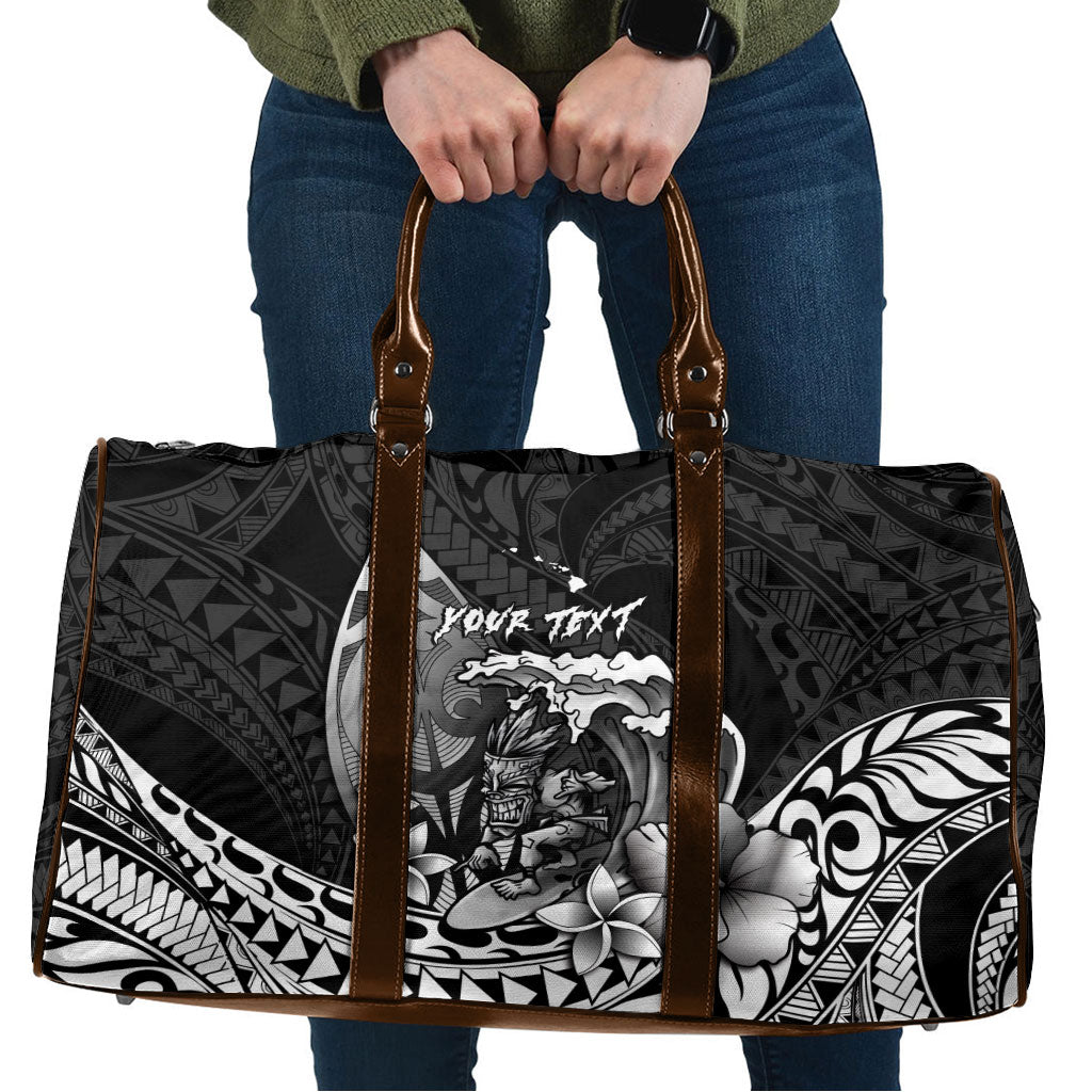 Hawaii Surfing Personalized Travel Bag Born To Surf Tiki Hawaiian Pattern