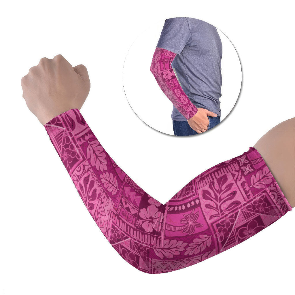 Hawaii Rainforest Beach Tropical Flowers Arm Sleeves LT14 Set of 2 Pink - Polynesian Pride