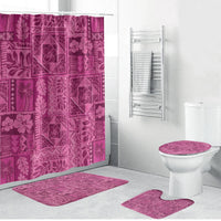Hawaii Rainforest Beach Tropical Flowers Bathroom Set LT14 Bathroom Set (4 pcs) Pink - Polynesian Pride