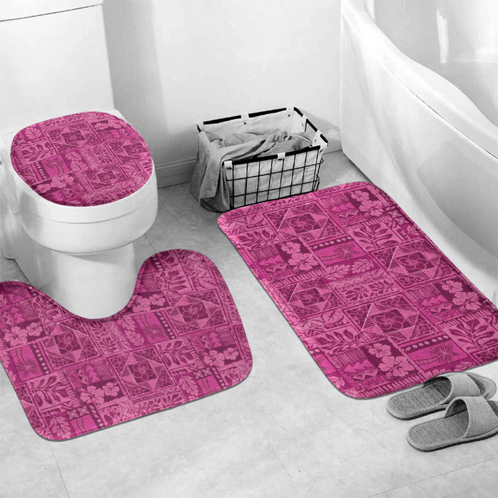 Hawaii Rainforest Beach Tropical Flowers Bathroom Set LT14 Mat Set Only (3 pcs) One Size Pink - Polynesian Pride