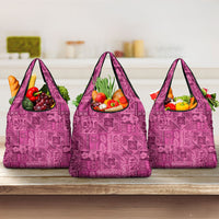 Hawaii Rainforest Beach Tropical Flowers Grocery Bag LT14 3-pack One Size Pink - Polynesian Pride