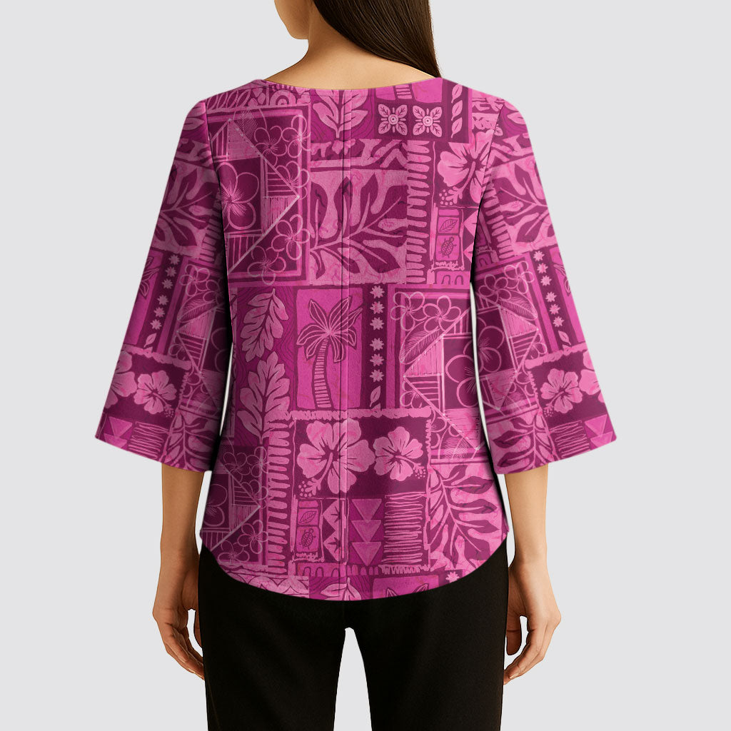 Hawaii Rainforest Beach Tropical Flowers Kimono Sleeve Blouse LT14 - Polynesian Pride