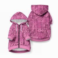 Hawaii Rainforest Beach Tropical Flowers Pet Hoodie LT14 Zip-up Pink - Polynesian Pride
