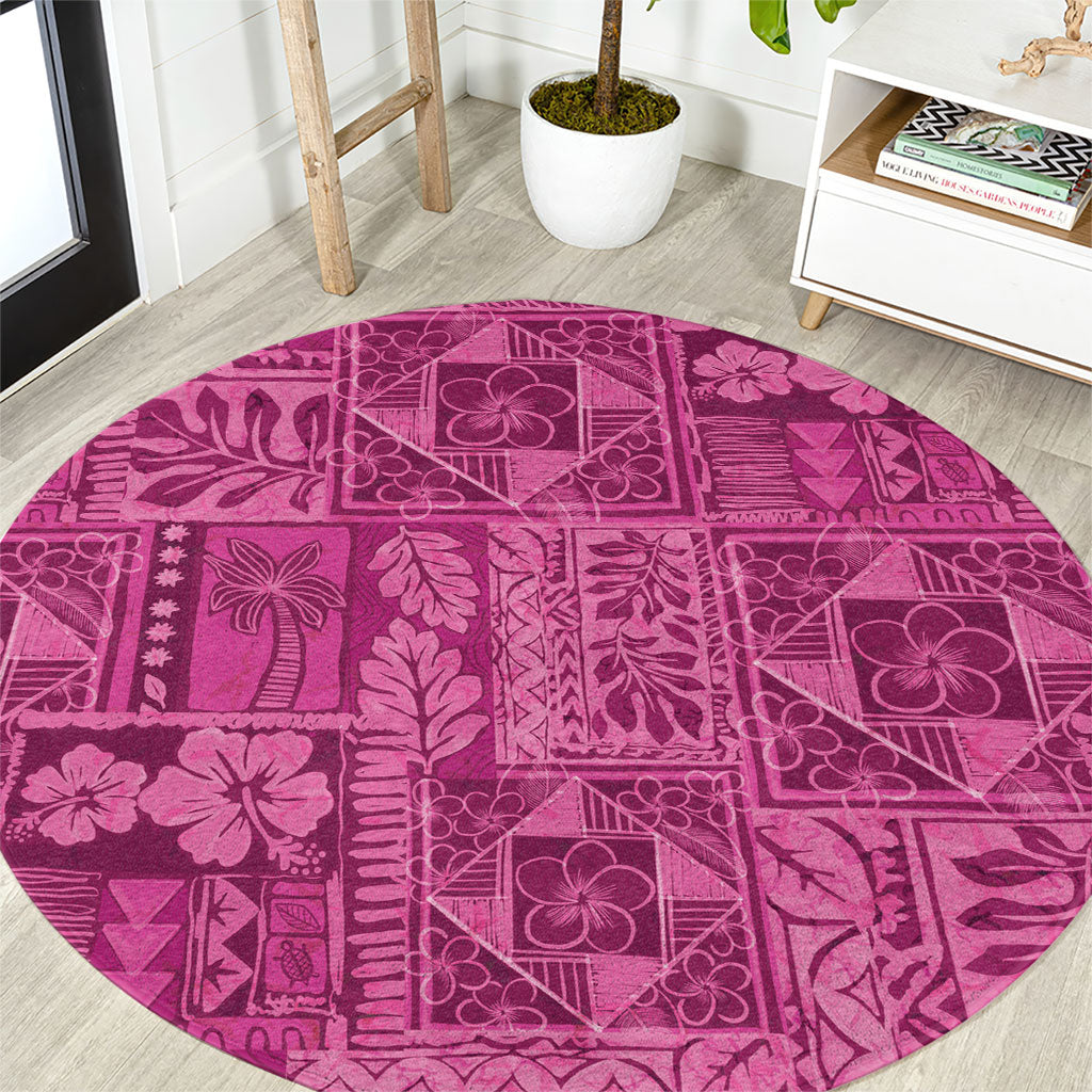 Hawaii Rainforest Beach Tropical Flowers Round Carpet