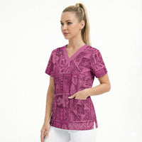 Hawaii Rainforest Beach Tropical Flowers Scrub Top LT14 - Polynesian Pride