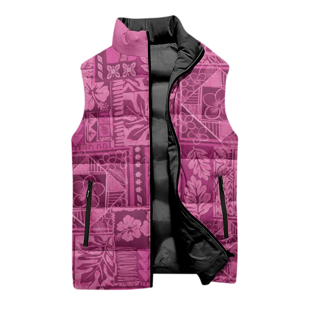 Hawaii Rainforest Beach Tropical Flowers Sleeveless Puffer Jacket LT14 - Polynesian Pride