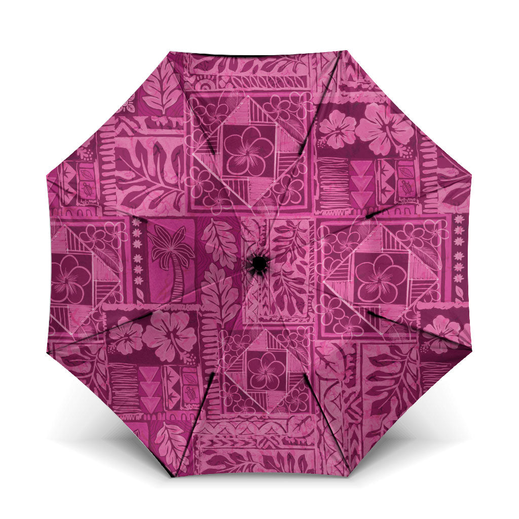 Hawaii Rainforest Beach Tropical Flowers Umbrella LT14 One Size Folded 11.42 inch Opened Diameter 37.4 inch Pink - Polynesian Pride