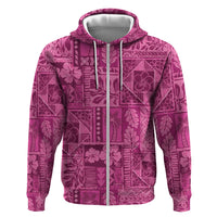 Hawaii Rainforest Beach Tropical Flowers Zip Hoodie LT14 Zip Hoodie Pink - Polynesian Pride
