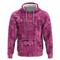 Hawaii Rainforest Beach Tropical Flowers Zip Hoodie LT14 Pullover Hoodie Pink - Polynesian Pride