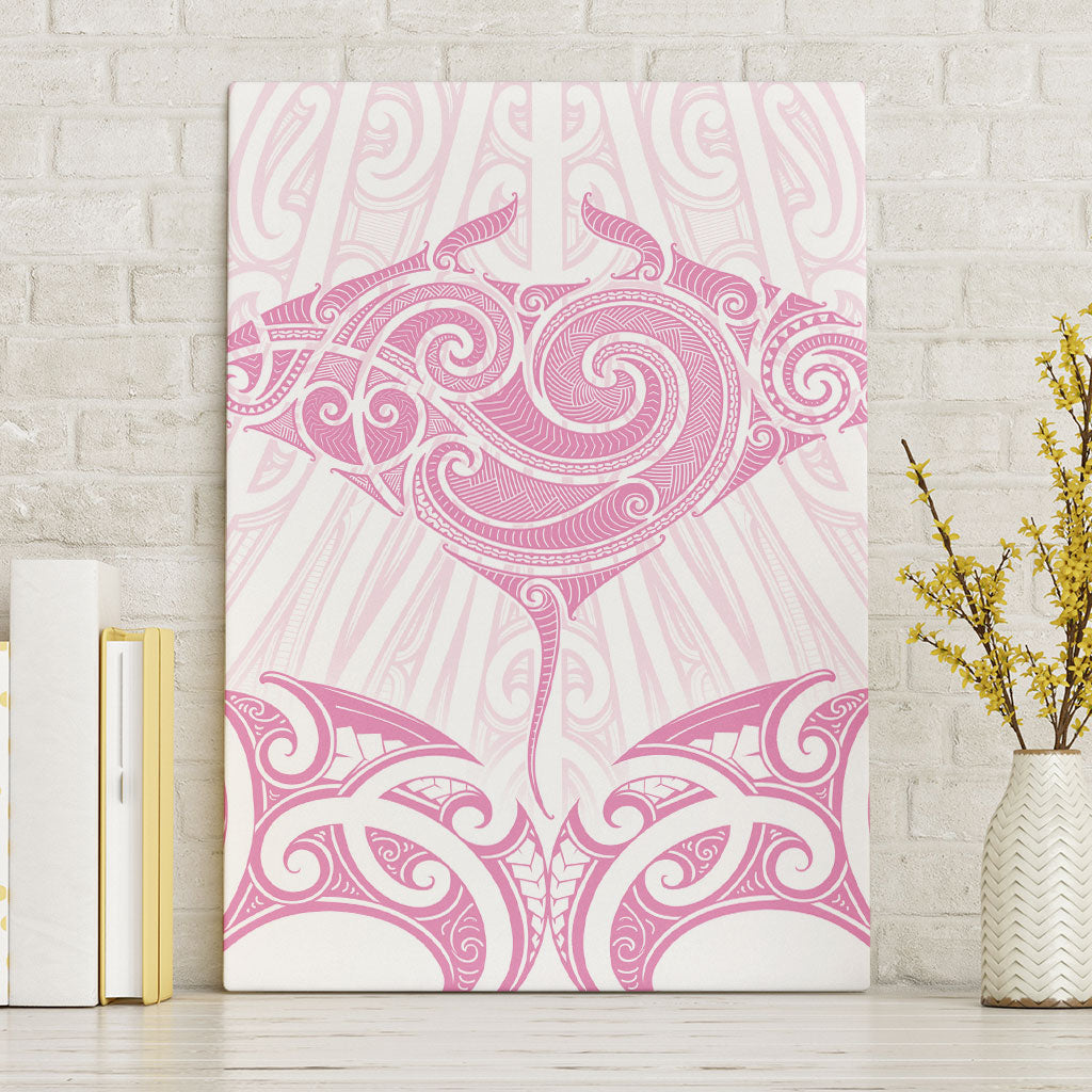 New Zealand Manta Ray Tattoo Canvas Wall Art Aotearoa Maori Haehae Pink LT14 Without Frame Pink - Polynesian Pride