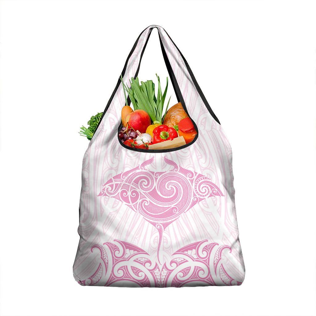 New Zealand Manta Ray Tattoo Grocery Bag Aotearoa Maori Haehae Pink LT14 1-pack One Size Pink - Polynesian Pride