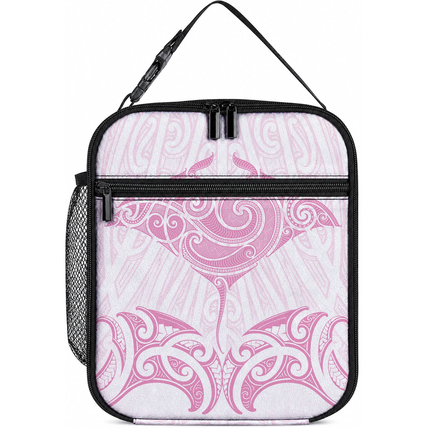 New Zealand Manta Ray Tattoo Lunch Bag Aotearoa Maori Haehae Pink LT14 10.2 × 8.3 × 4.3 inch Pink - Polynesian Pride