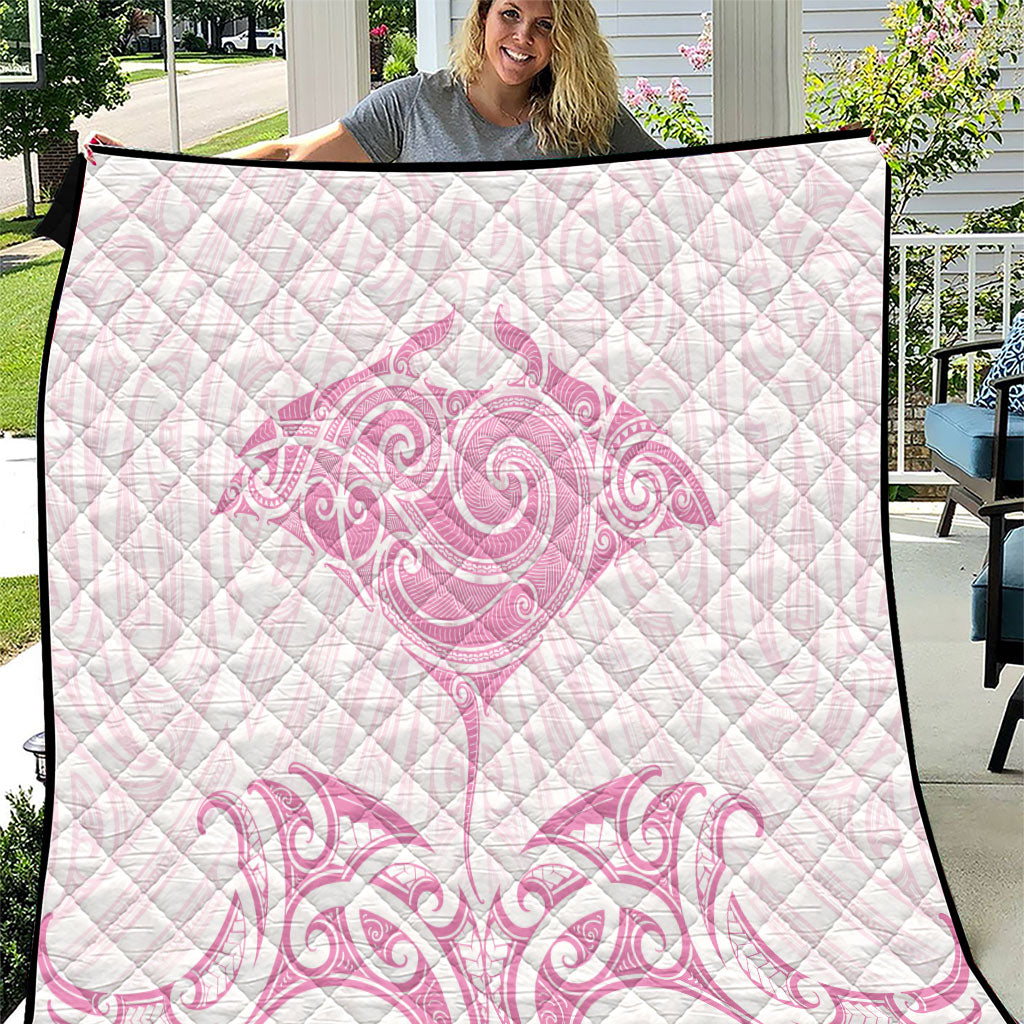 New Zealand Manta Ray Tattoo Quilt Aotearoa Maori Haehae Pink LT14 Pink - Polynesian Pride