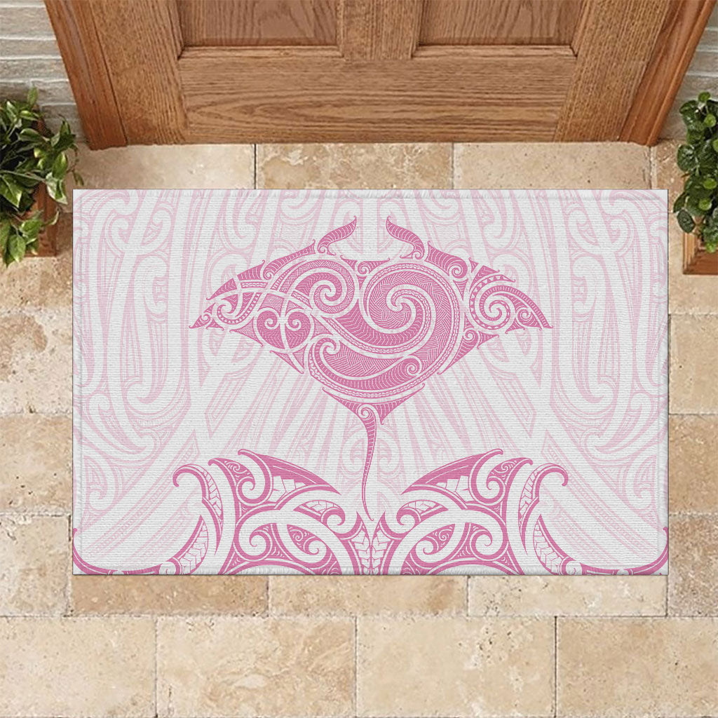 New Zealand Manta Ray Tattoo Rubber Doormat Aotearoa Maori Haehae Pink LT14 Pink - Polynesian Pride