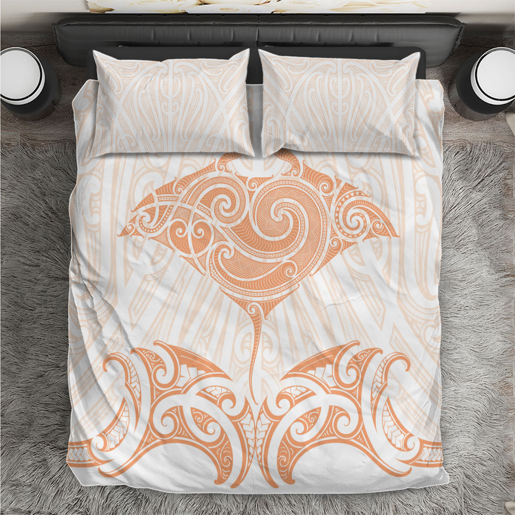 New Zealand Manta Ray Tattoo Bedding Set Aotearoa Maori Haehae Orange LT14 Orange - Polynesian Pride