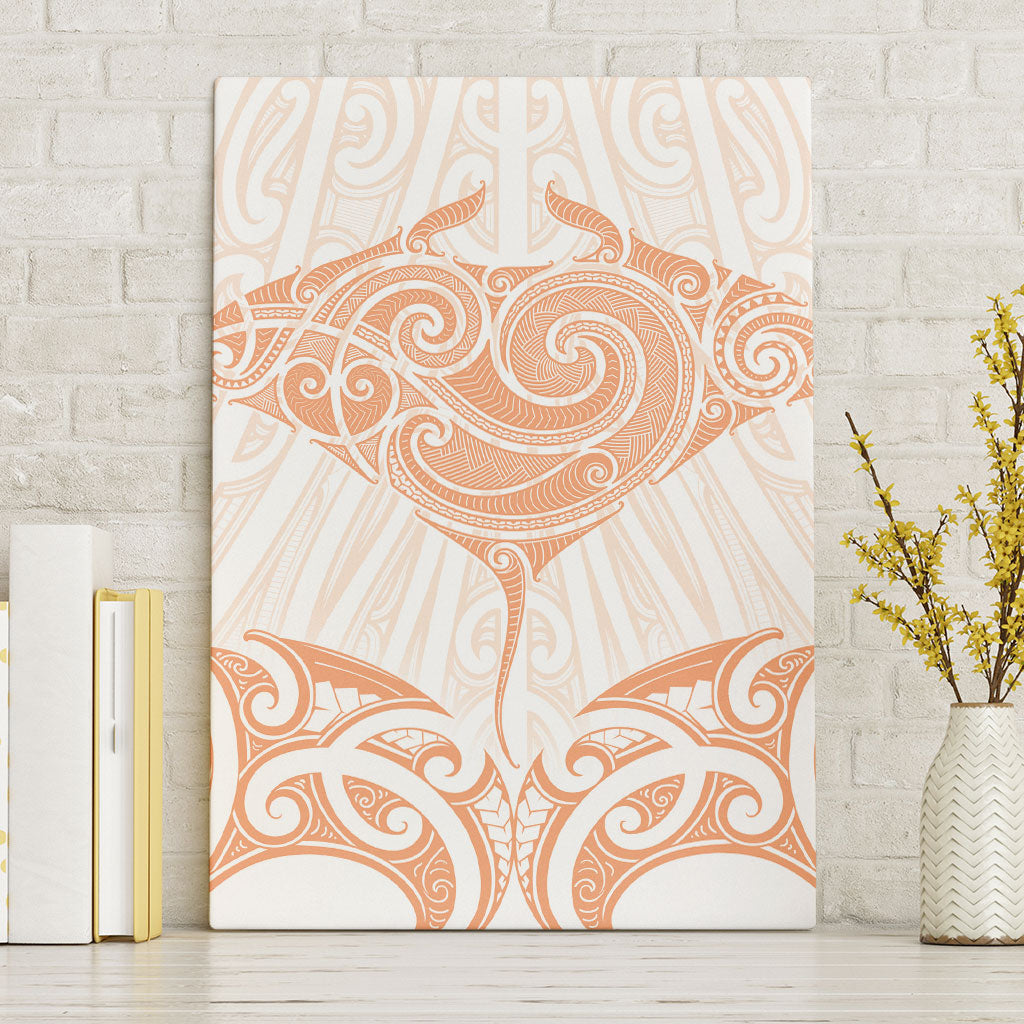 New Zealand Manta Ray Tattoo Canvas Wall Art Aotearoa Maori Haehae Orange LT14 Without Frame Orange - Polynesian Pride