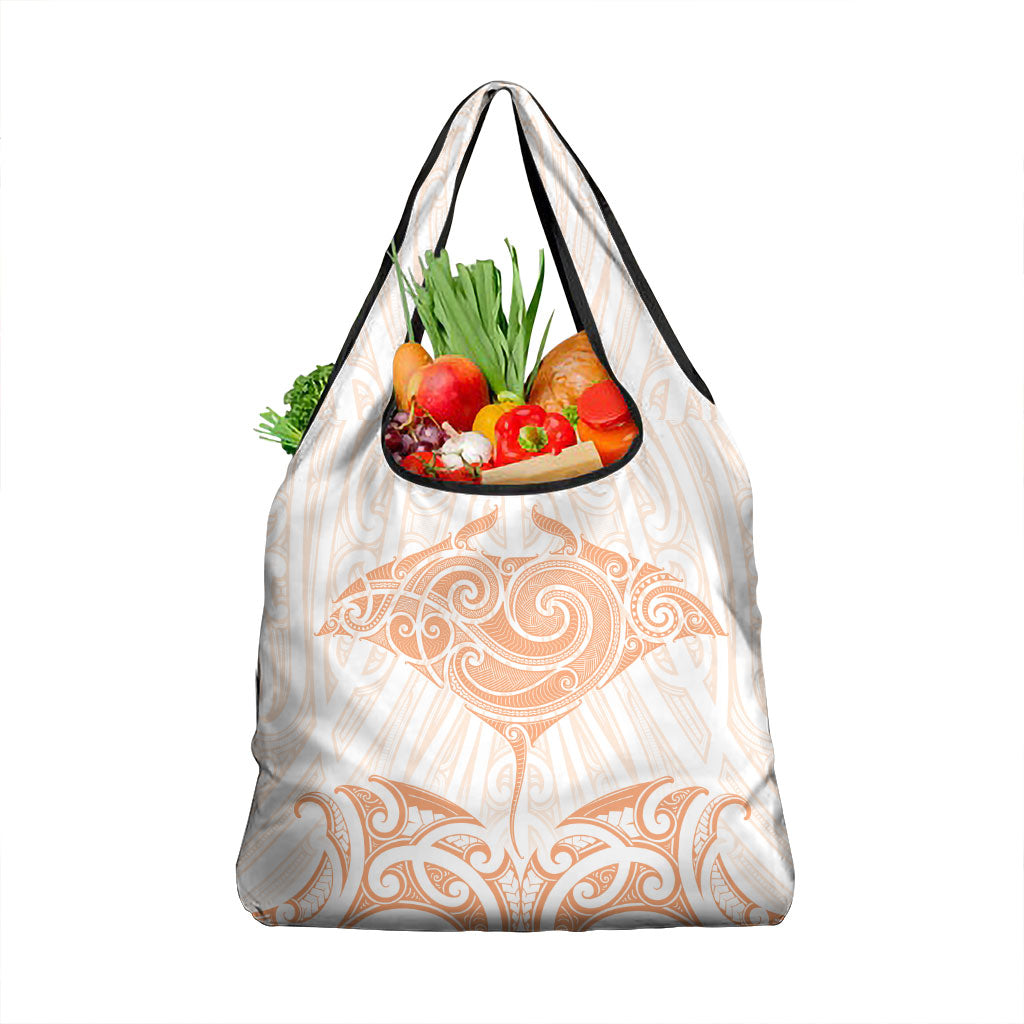 New Zealand Manta Ray Tattoo Grocery Bag Aotearoa Maori Haehae Orange LT14 1-pack One Size Orange - Polynesian Pride