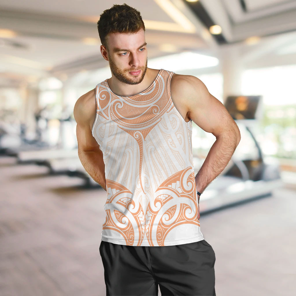 New Zealand Manta Ray Tattoo Men Tank Top Aotearoa Maori Haehae Orange