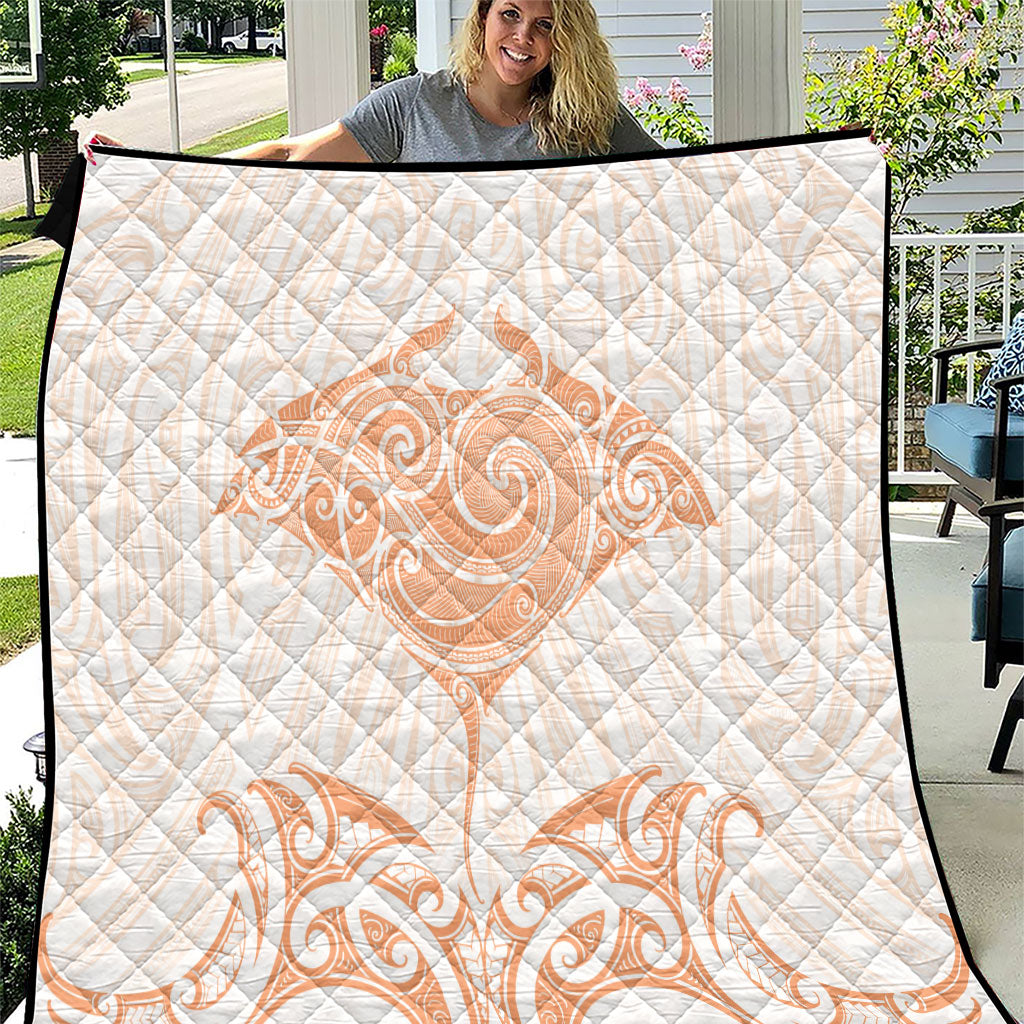 New Zealand Manta Ray Tattoo Quilt Aotearoa Maori Haehae Orange LT14 Orange - Polynesian Pride