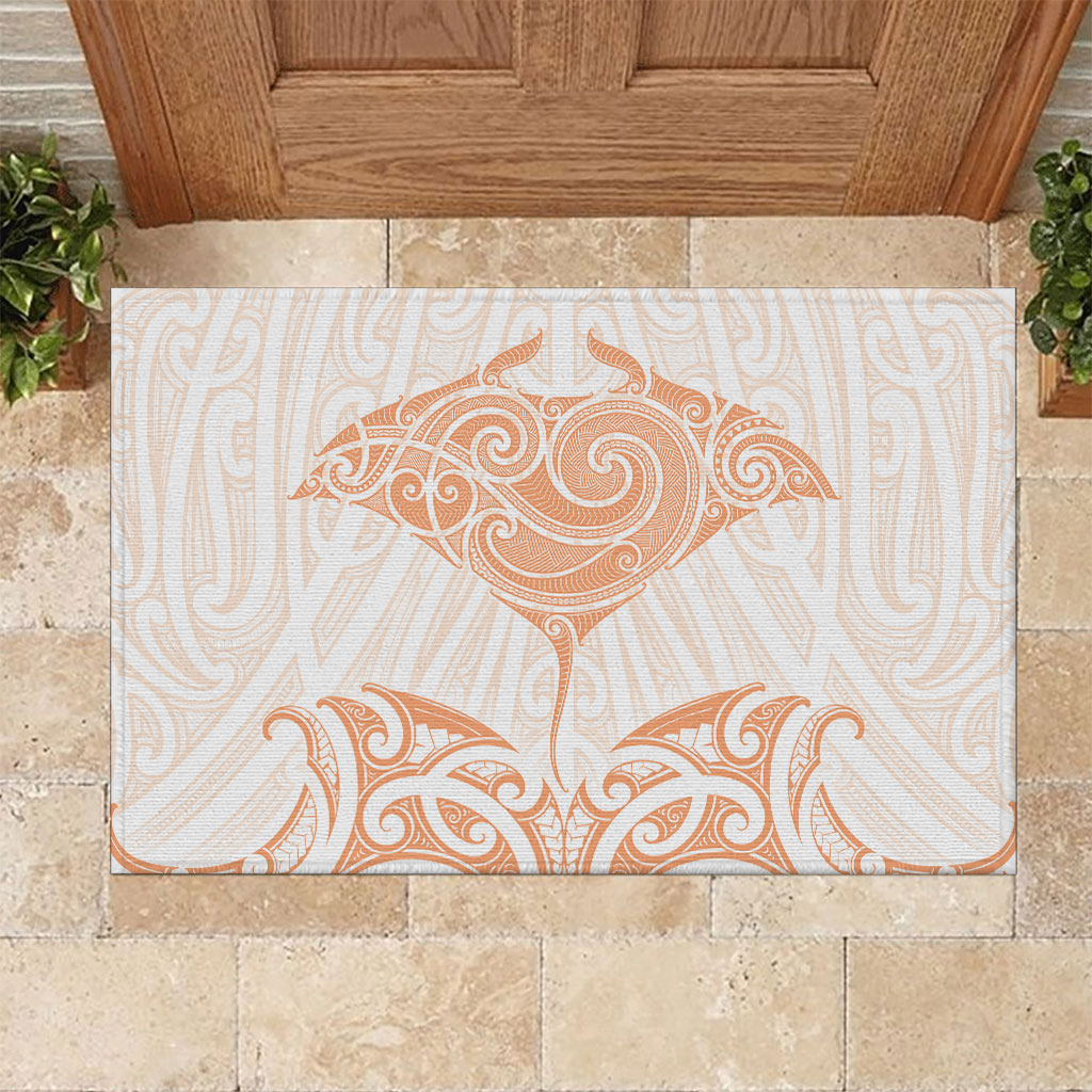 New Zealand Manta Ray Tattoo Rubber Doormat Aotearoa Maori Haehae Orange LT14 Orange - Polynesian Pride