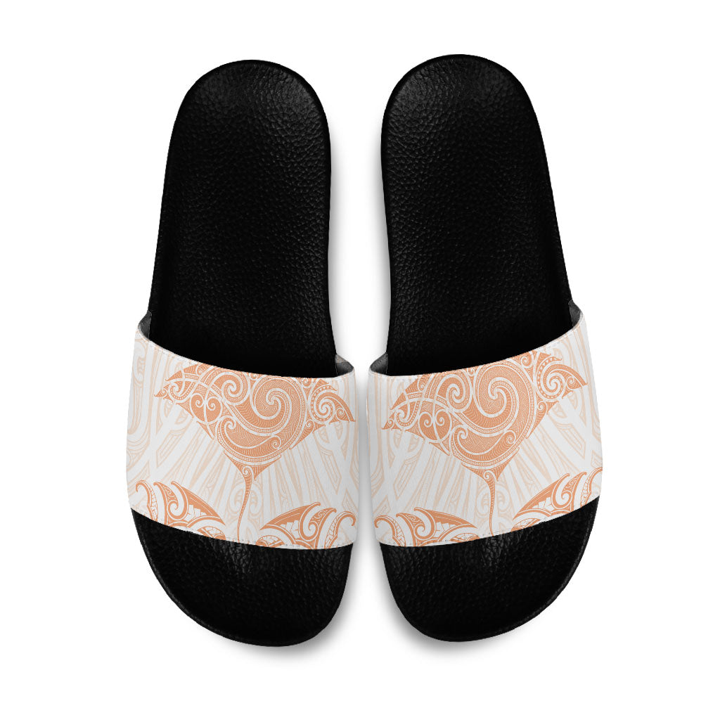 New Zealand Manta Ray Tattoo Slide Sandals Aotearoa Maori Haehae Orange