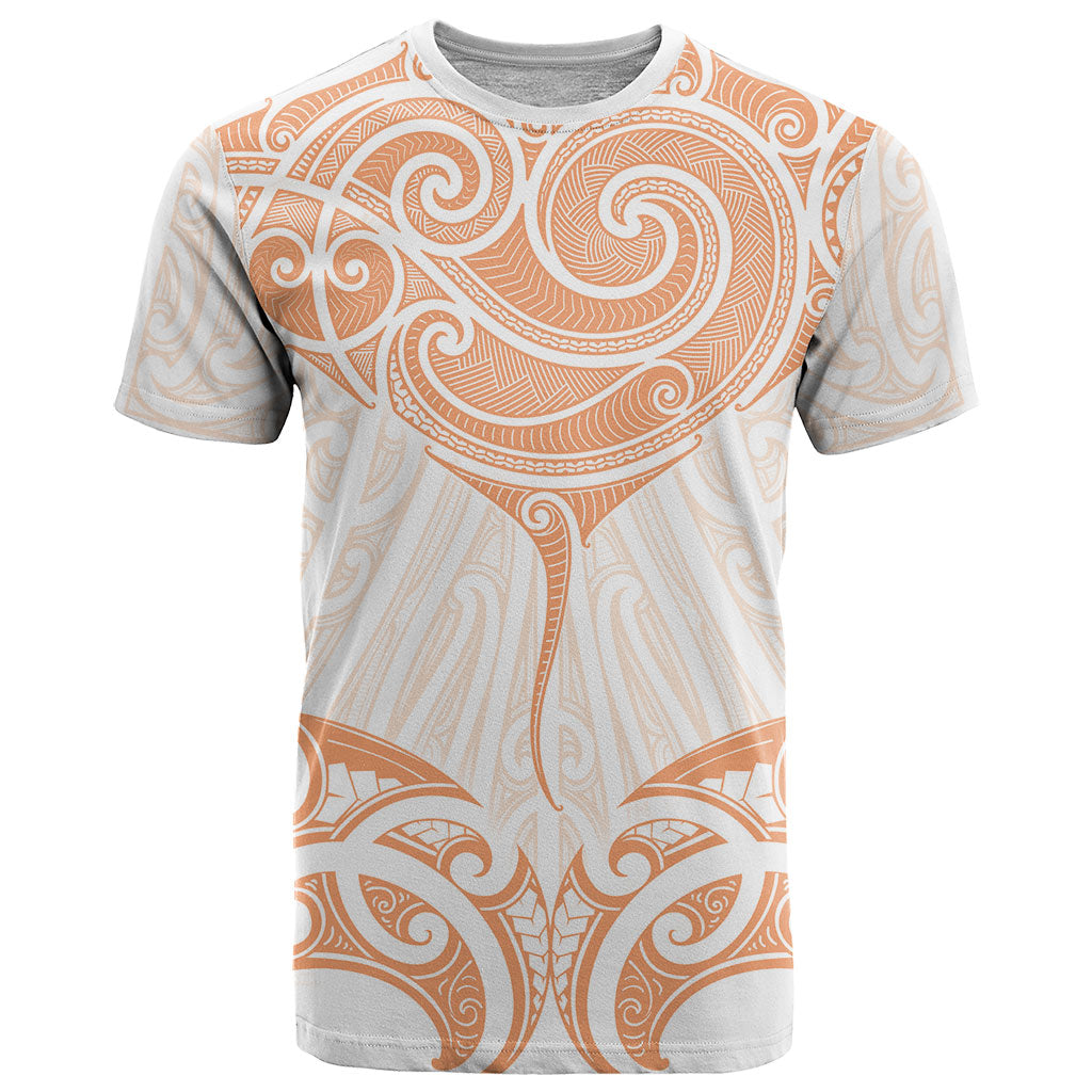 New Zealand Manta Ray Tattoo T Shirt Aotearoa Maori Haehae Orange